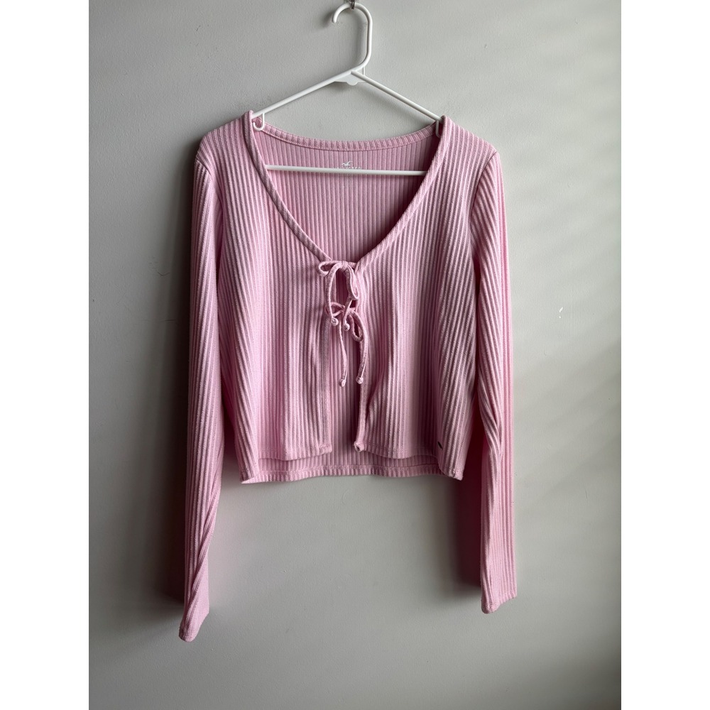 Hollister Pink Tie Front Y2K Top Womens Large